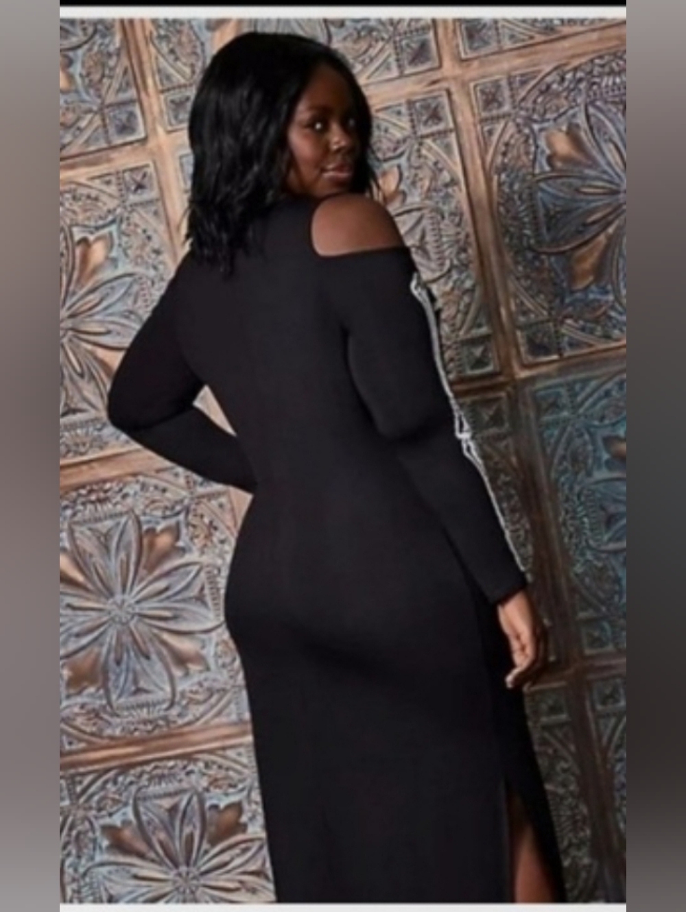 Torrid - Skeleton Print Cold-Shoulder Maxi Dress - Picture 2 of 3